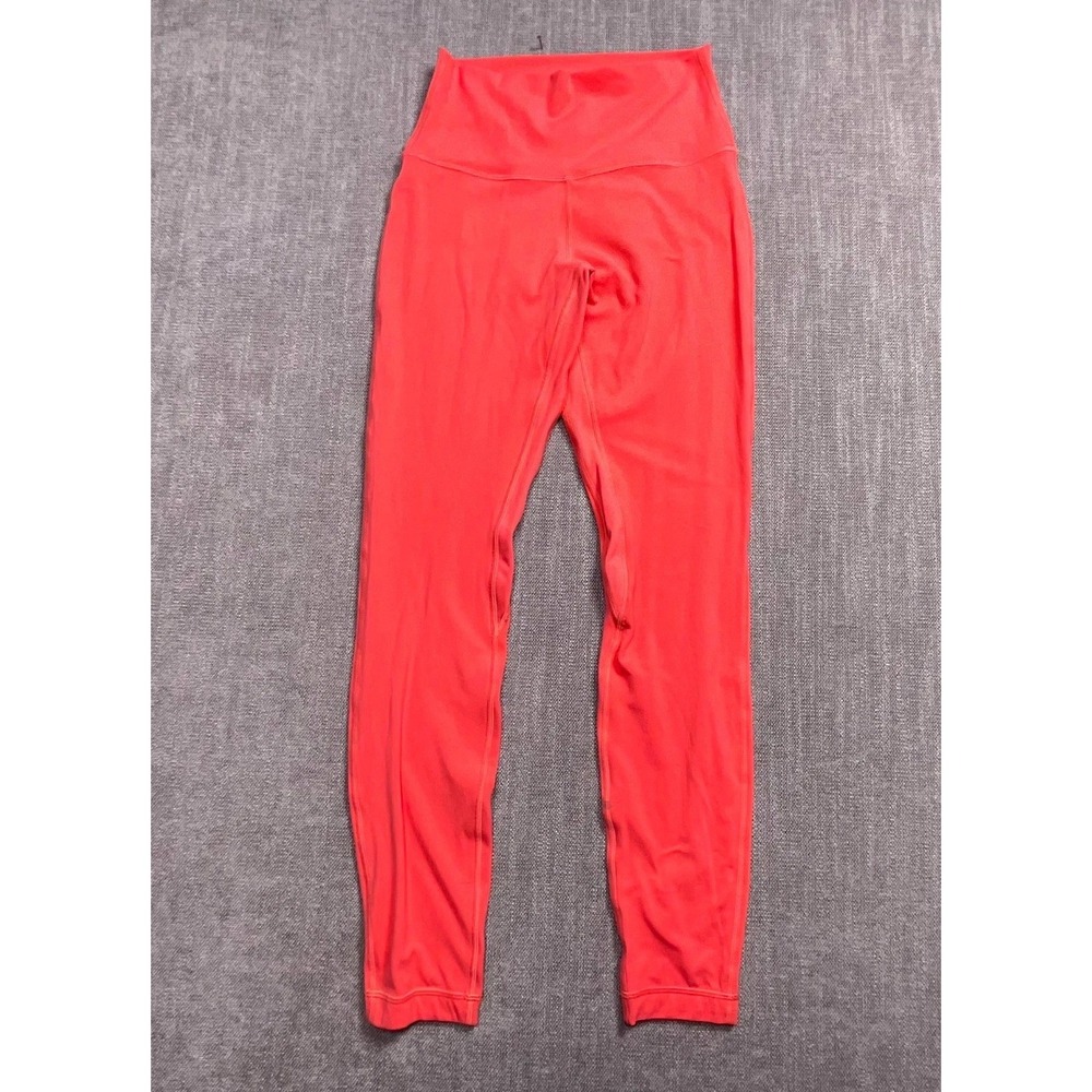 Lululemon Leggings Womens 6 Coral Pink Stretch High Waist Yoga Gym Wear Pull On
